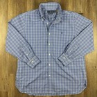 Polo Ralph Lauren Men s Xl Button Down Dress Shirt White Blue Plaid Long Sleeve
