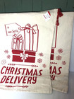 Set Of 2 Huge Christmas Canvas Fabric Santa Sacks 31  X 21  Drawstring Gift Bags