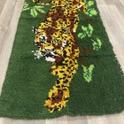 Beautiful Soft Vintage Mcm Cheetah Latch Hook Rug Wall Hanging  58 X 26