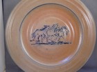 Rowe Pottery Works Stoneware Artist Signed Running Horses Charger Plate 13 
