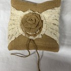 Natural Burlap Flower Girl Basket Ring Bearer Pillow Lot Used