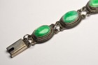 Chinese Tibet Tibetian Monk Silver Green Jade Bracelet