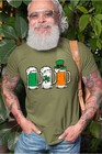 Men s Funny St Patrick s Day T-shirt Beer Irish Flag Clover Creative Flag Tee