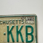 Vintage Mass 92 1990s Green White Massachusetts License Plate   Lll-kkb Auto Tag