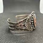 Vintage Native American Navajo Petrified Wood Sterling Silver Cuff Bracelet