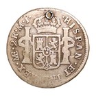 1775-mj Peru 2 Reals Km 76 Silver  903 Colonial Type Coin Holed Details