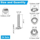 Yinpecly 24 Sets 1 4-20 X 1-1 4  Carriage Bolts Screws  304 Stainless Steel