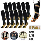  6 Pairs  Copper Compression Socks 20-30mmhg Graduated Support Mens Womens S-xxl