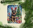 German Shepherd Christmas Reindeer Porcelain Ornament Dac7786co2