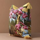 18x18 Velvet Crane Throw Pillow Cover Chinese Floral Decorative Cushion Case
