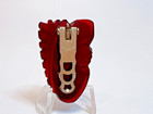 1930s Art Deco Cherry Red Amber Bakelite Dress Clip Carved