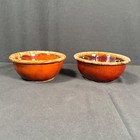 Hull Pottery Brown Drip Glaze Ceramic Bowls Pair Cottagecore Farmhouse Vintage