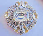 Outstanding Czech Vintage Style Glass Rhinestone Button     Crystal Clear