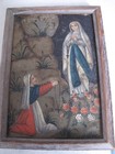 Antique Mexican Retablo Painting Of  Virgin Mary And Bernadette 7  X 10 1 4 