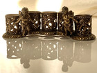 Vtg Brass Lipstick Holder Filigree Cherub Angel Vanity 6 Slots Hollywood Regency