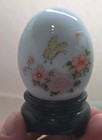 Vintage Milk Glass Avon Set Of 2 Eggs On A Stand Cologne Decanter Bottle Empty