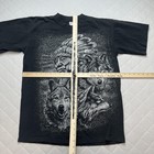 Vintage Wolf Native American Chief Shirt Mens Large Black Double Sided 90s