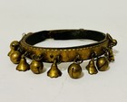 Rare Antique Victorian Gilt Brass   Leather Dog Or Cat Collar With Bells