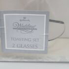 Vintage Bride And Groom Clear Champagne Coupe Toasting Glasses Set Of 2 