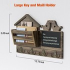 Key Holder Wall Mount Hooks For With Wooden Mail Organizer Rustic Home Decor