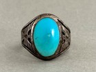 Vintage Navajo Sterling Silver And Turquoise Thunderbird Ring Size 10
