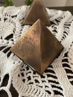 Lot Of 2 Egyptian Egypt Mini Pyramids Etched Brass Sphinx Pharaohs Vintage