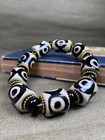 15 16mm Collection Tibetan Style Old Agate Three Eyes Dzi Bead 9pcs Bracelet