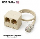 1 To 2 Ways Rj11 6p4c Male Telephone Jack Line Cord Female Splitter Adapter Lan