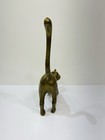Large Brass Cat Figurine Siamese Vintage Mcm Large Short Hair 15  Tall Long Tail