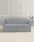 Luxury Light Gray Stretch Suede Slipcover For Sofas 74 -96  With Cushion Covers