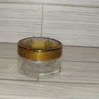 Vintage - Art Deco Clear Glass Vanity Make Up Jar Intricate Design Metal Lid