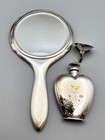 Japanese Sterling 950 Hand Mirror Perfume Bottle Funnel Set 43g