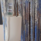 Women   s M Silver Sequin Fringe Beaded Led Light-up Open Front Vest
