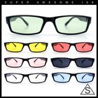 Mens Hippie Pimp Color Lens Narrow Rectangular Black Frame Sunglasses