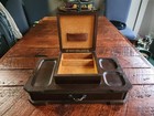 Vintage London Leather Wooden Mens Dresser Jewelry Box Made Japan
