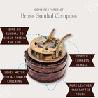 Brass   Copper Sundial Compass With Lid     Engraved Handmade Nautical Sundial    