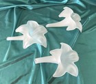 Vintage Art Glass Frosted Translucent Table-top Flower Bud Vases   Lot Of 3  