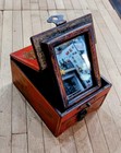 Vintage Red Lacquer Box With Mirror   Chinese Print Lining