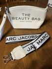 Marc Jacobs The Beauty Bag White Zip Closure Makeup Bag Pouch With Wrist Strap