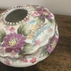 Porcelain Hair Receiver Floral Gold Vintage Pink Purple Flowers Moriage Japan