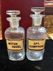 2 Glass Label Apothecary Drug Store Medicine Jar Bottle 5     Witch Hazel Camphor