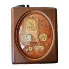 Vintage Art Boho Art Collage Watch Parts Steam Punk Framed In Thick Wood Frame