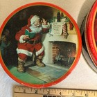 Lot 2 Vintage Coca Cola Santa Tins Round Holiday Christmas Decor Collectible