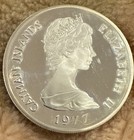 1977 Cayman Islands Silver 25 Dollars Queen Mary Ii Pf Ultra Cameo Top
