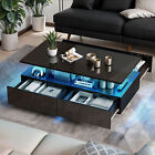 Modern Rgb Led Coffee Table Black Gloss With 4 Sliding Drawer   Adjustable Light