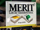 Vintage Metal Tin Merit Cigarette Sign Tobacco Cigarettes Advertising