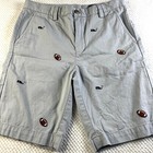 Vineyard Vines Kids Whale Football Embroidered Shorts Size 12 Gray Cotton Blend