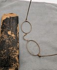 Antique Gold Tone Wire Rim Spectacles Glasses Saddle Bridge Straight Temple Case