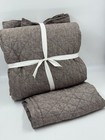 New Pottery Barn Belgian Flax Linen Diamond Quilt Full   Queen   1 Sham  Coffee