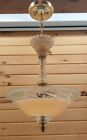 Antique vtg 1930s-40s Art Deco Nouveau Chandelier Glass Ceiling Light Fixture 